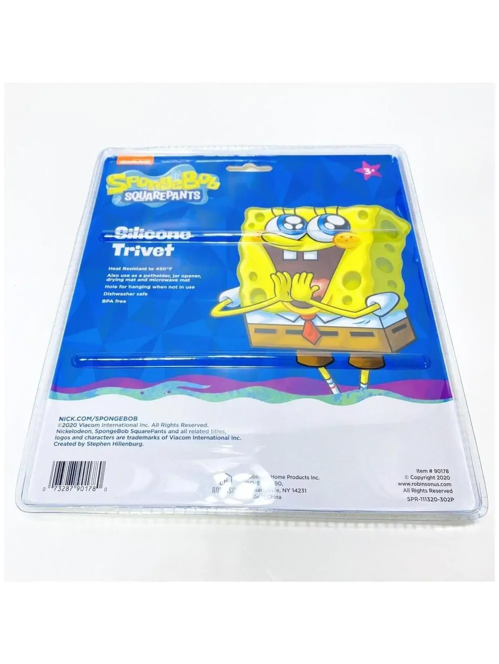 SpongeBob SquarePants Silicone Trivet Pot Holder 7x7 Yellow Cartoon New